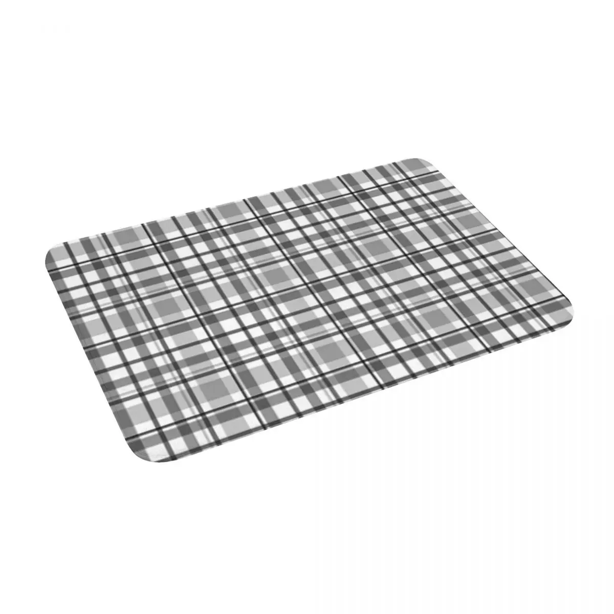 

Gray Plaid 24" X 16" Non Slip Absorbent Memory Foam Bath Mat for Home Decor/Kitchen/Entry/Indoor/Outdoor/Living Room