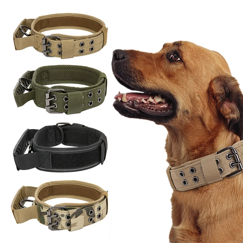 

Tactical Dog Collar Nylon Big Dog Collar Double Buckle Adjustable Canine Hunting Training for Medium Large Dogs Pet Accessories