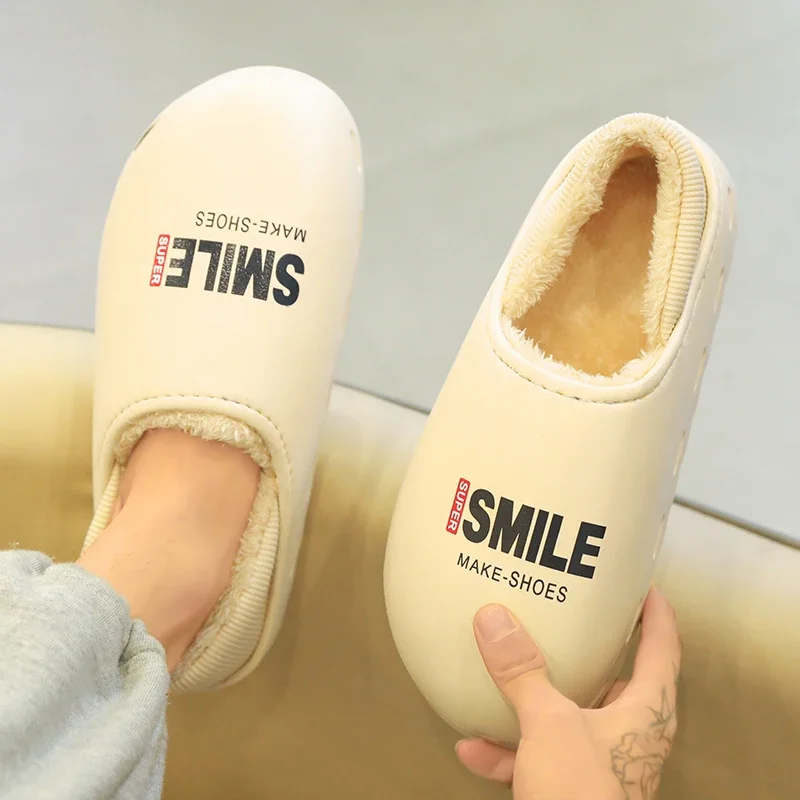 Новое поступление мужские зимние меховые шлепанцы YZY сохраняющие тепло домашняя