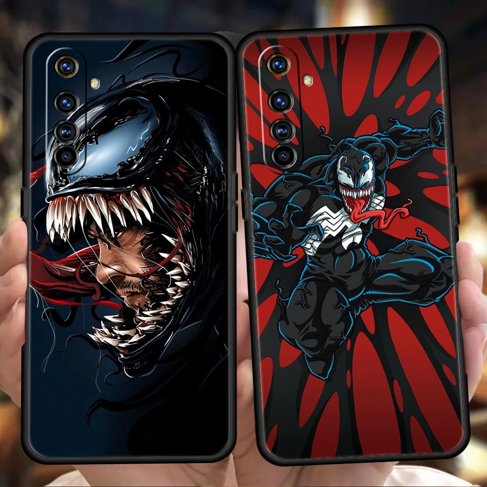 

Superhero Venom Phone Case for Realme 8 9 Pro Plus 8i 9i 6 7 GT2 C21 C25 C3 C11 Pro 5G Luxury Shockproof Silicone Shell Fundas