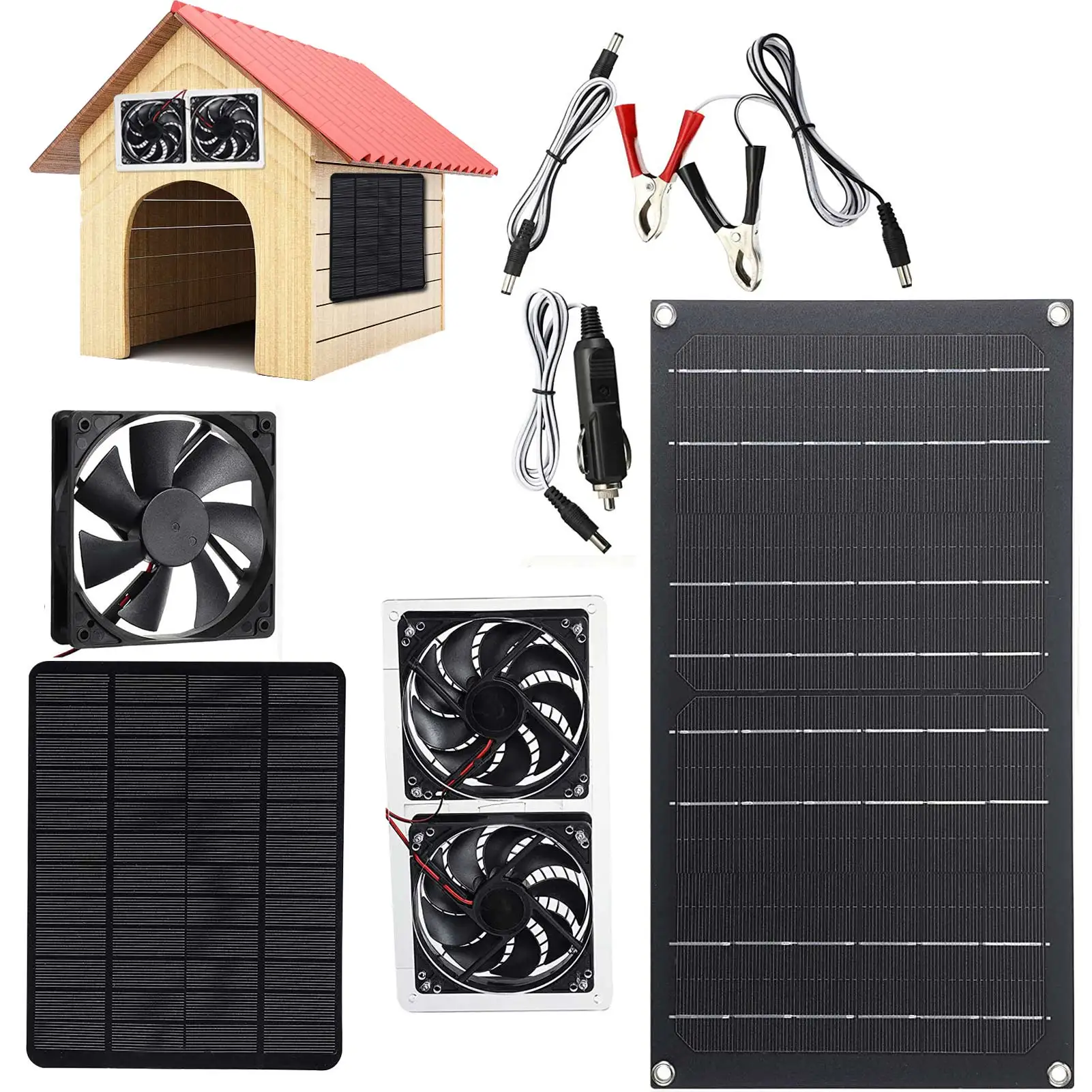 

Solar Panel Fan Kit Gable Roof Vent Fan With Solar Panel Solar Exhaust Fan With DC Or USB Output For Home Attic RV Outdoor