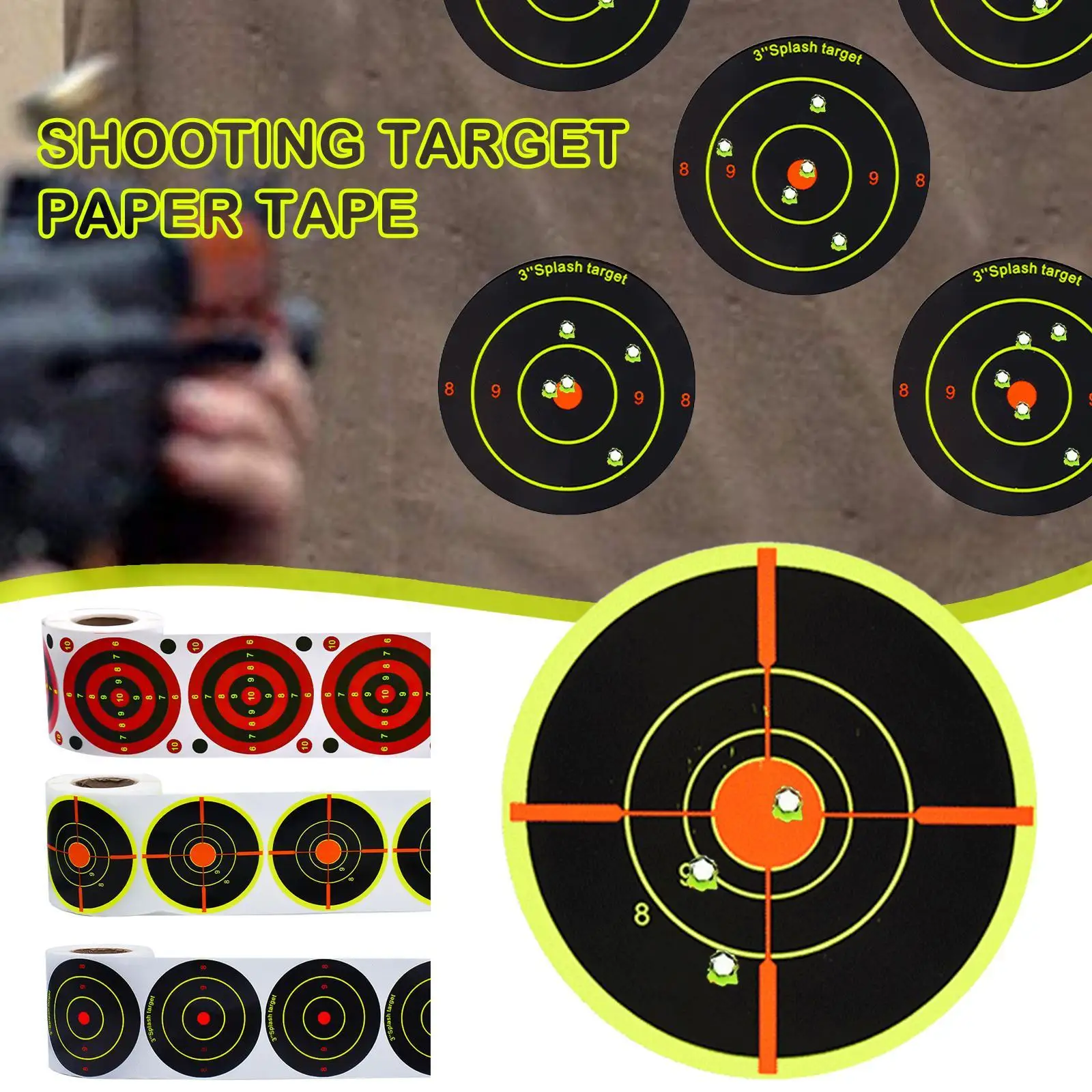 

Shooting Target Adhesive 200pcs/Roll Shoot Targets Splatter Reactive Stickers for Archery Bow Hunting Practice Training Targets