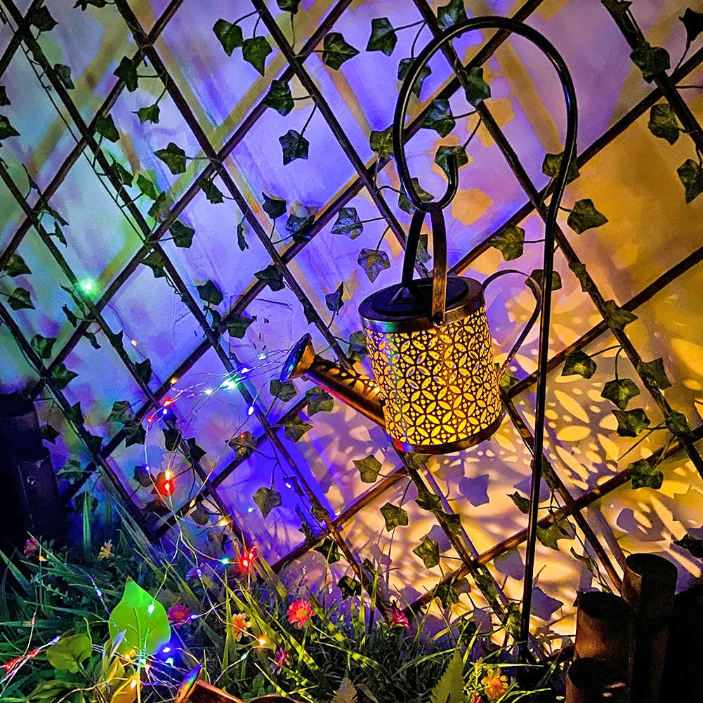 

Solar Watering Can Lights Solar Waterproof Water Kettle Garden Courtyard Art Lamp Hollow Out Projection Landscape Lamp