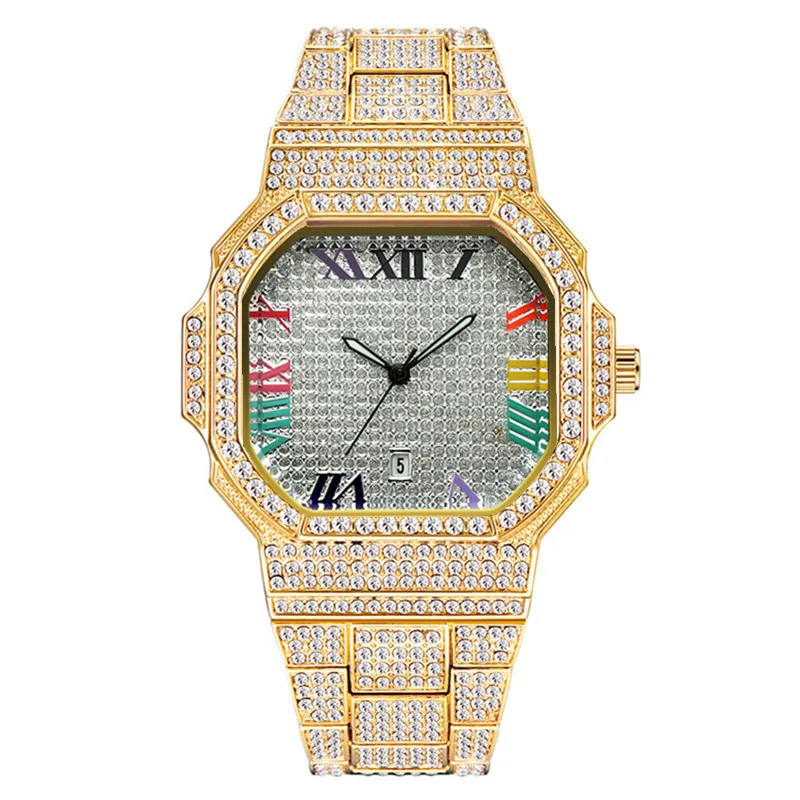 Мужские кварцевые часы в стиле хип-хоп с календарем