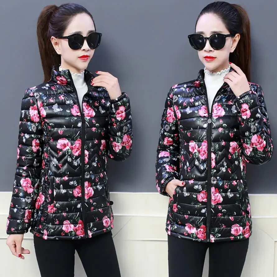 Woman Parkas 2022 Winter Clothes Women Coat Flower Print Warm Jacket Doudoune Femme Streetwear  Sizs Floral Print korean