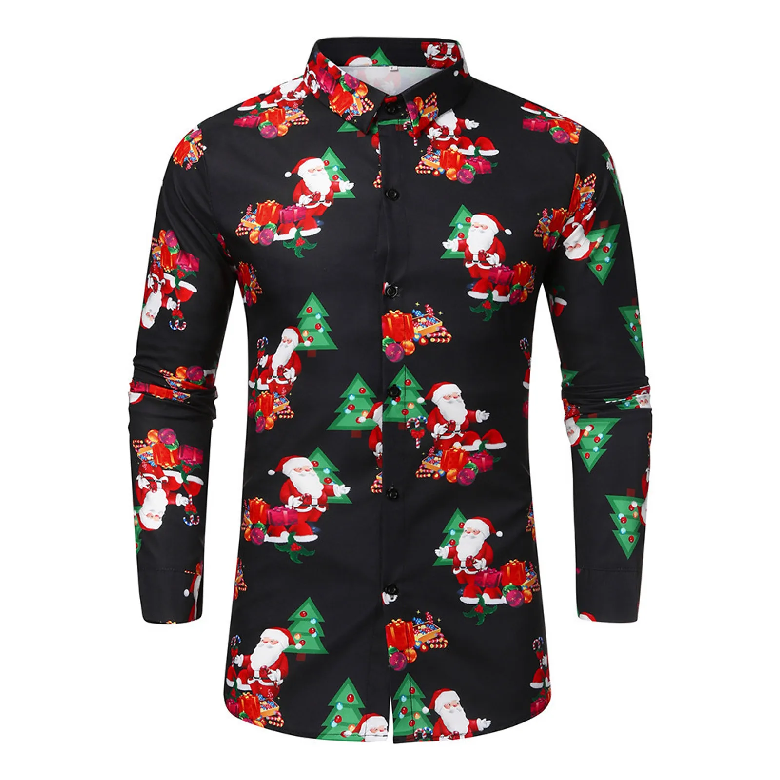 

Casual Printed Fashion Top Long Sleeve Blouse Shirts Christmas Autumn Winter Men's Men Shirts Mens Button up Long Sleeve