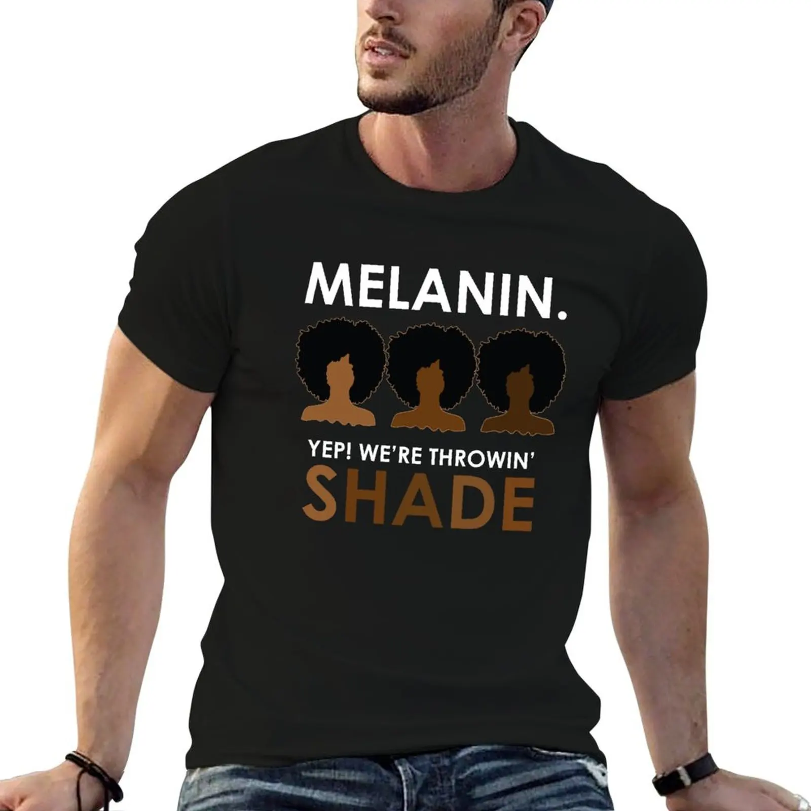 Футболка с афро-артом Melanin Throwin Shade винтажные милые топы роскошная мужская одежда