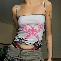 fairy grunge butterfly print cropped tops y2k streetwear women clothes aesthetics camisole graphic tanks