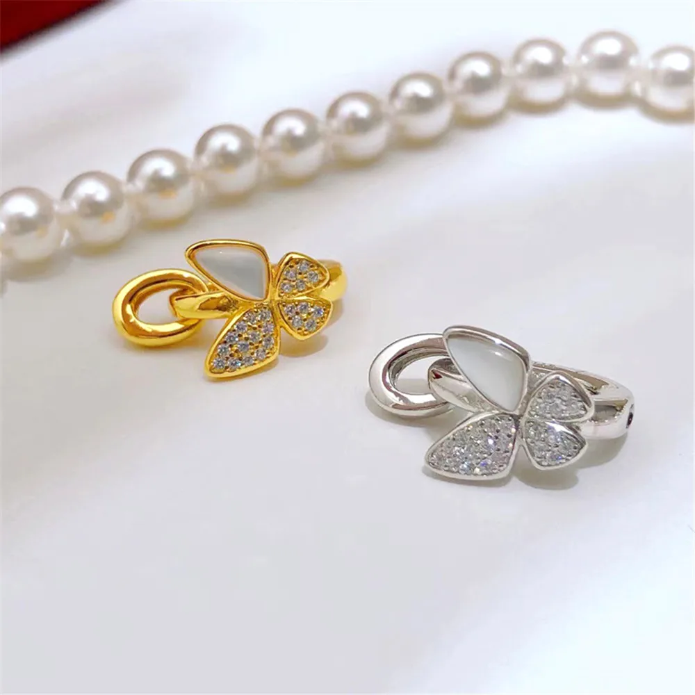 

S925 Sterling silver Cubic Zirconia Clasp DIY Beads Jewelry Making Accessories Silver/Gold Metal Connector Clasps Findings