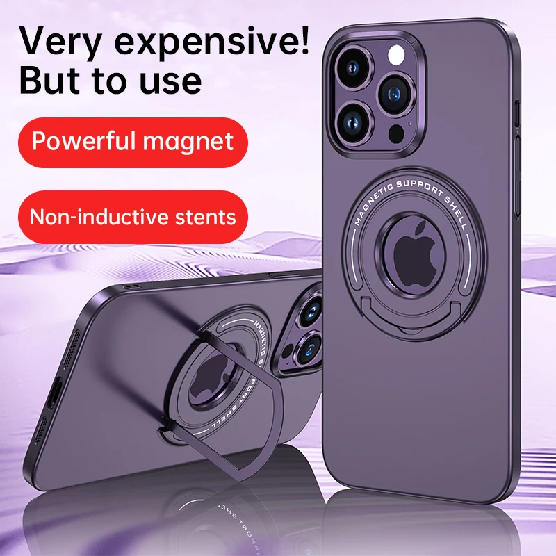 

For iPhone 13 14 Pro Max Plus Metal hidden Stand Magnetic Back Case Slim Cover