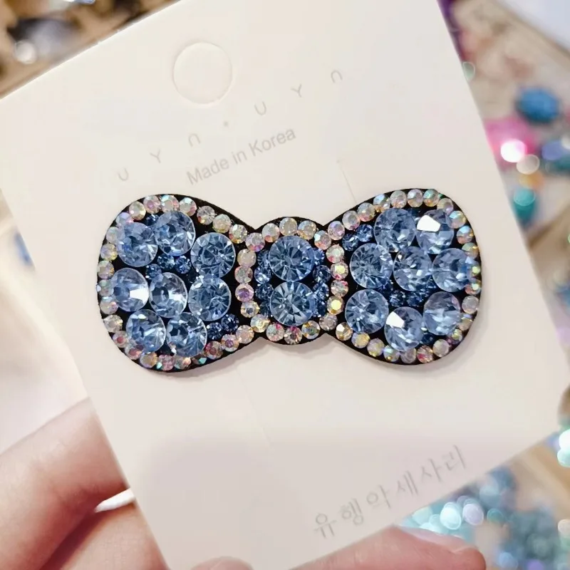 Корейские заколки для волос с блестящим бантом и стразами женщин модные девочек