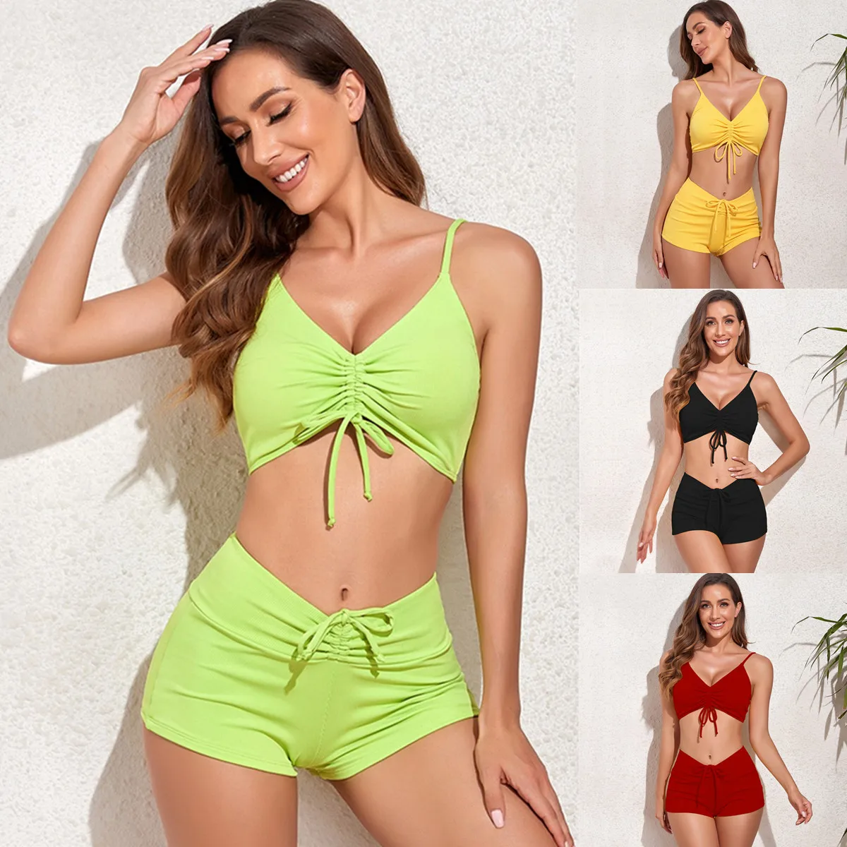 Women's Swimwear 2022 Summer Solid Color Two Piece Swimsuit Bikini Swimsuit Beach Outfits for Women