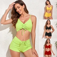 womens swimwear 2022 summer solid color two piece swimsuit bikini swimsuit beach outfits for women