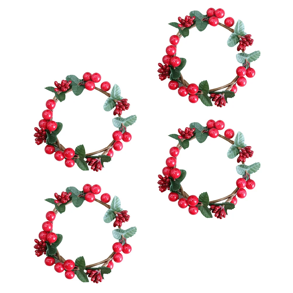 

Berry Wreathdecor Ring Christmas Mini Wreaths Head Berries Rings Hanging Decorations Simulated Garlandcup Artificial