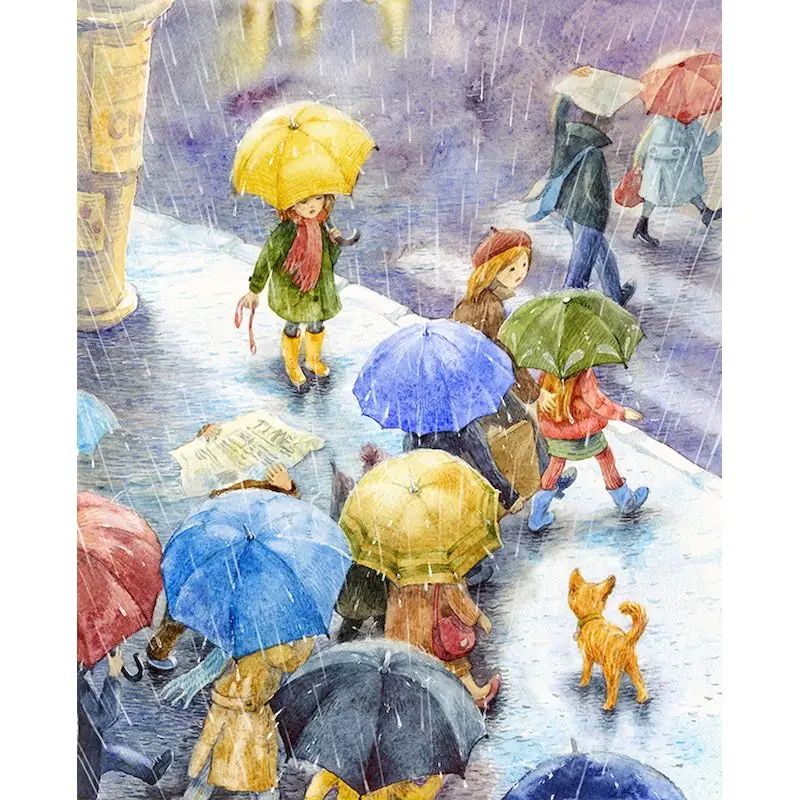 

GATYZTORY Painting By Number Street Rain Scenery Drawing On Canvas Handpainted Art Gift Diy Coloring By Number Kits Home Decor