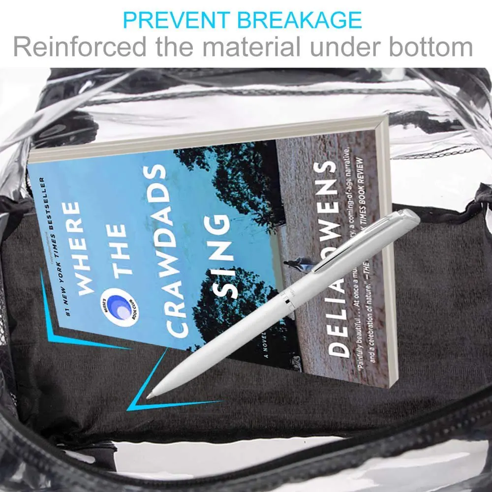 Clear Backpack, Heavy Duty Transparent Bookbag, See Through School Bag - Purple