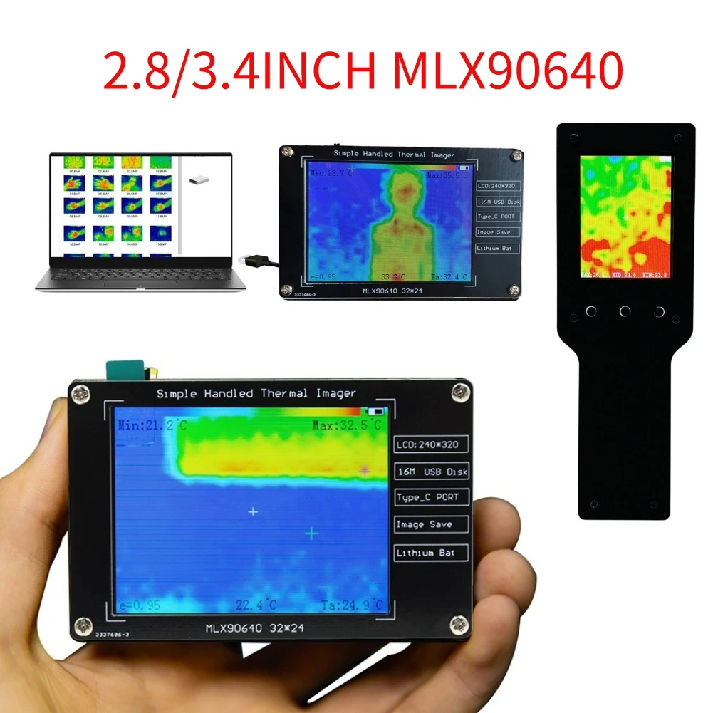 

Инфракрасные датчики температуры MLX90640, легкая 2,8 дюймовая цифровая тепловизионная камера с USB-зарядкой для промышленных компонентов
