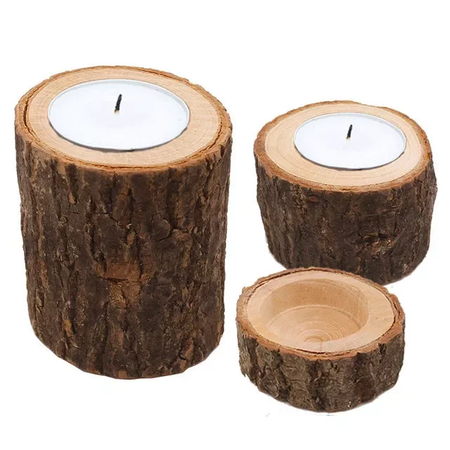 

1Pcs Rustic Wedding Centerpieces Candle Decor Wooden Candle Holder Base Holiday Christmas Birthday Table Tea Light Candle Decor