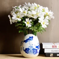 Ceramic Hand-Painted Blue and White Porcelain Charm of Lotus Lucky Bamboo Small Vase Flower Arrangement Hydroponic Living Room