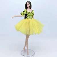 yellow polka ballet dress for barbie doll clothes 16 bjd dolls accessories for barbie princess outfits gown vestidoes kids toys