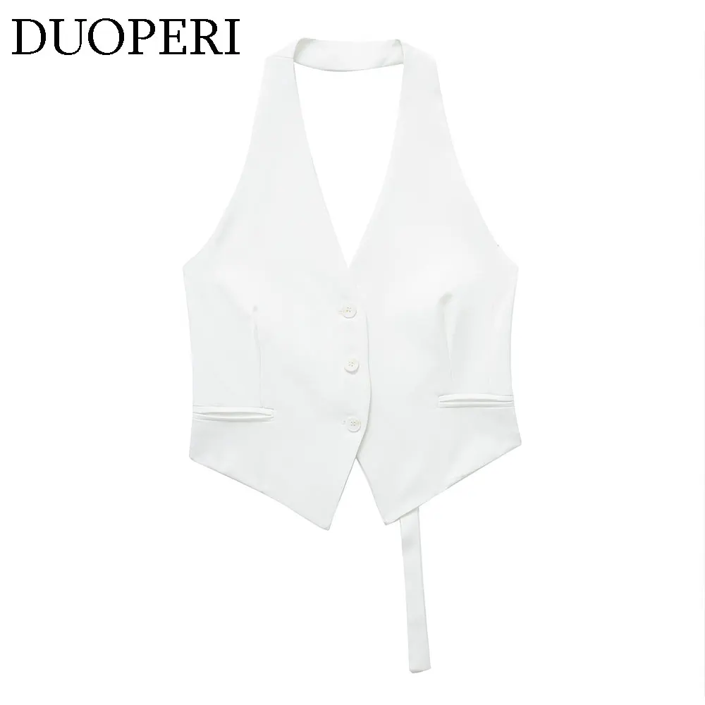Модный женский жилет DUOPERI без рукавов Женский шикарный Повседневный Топ
