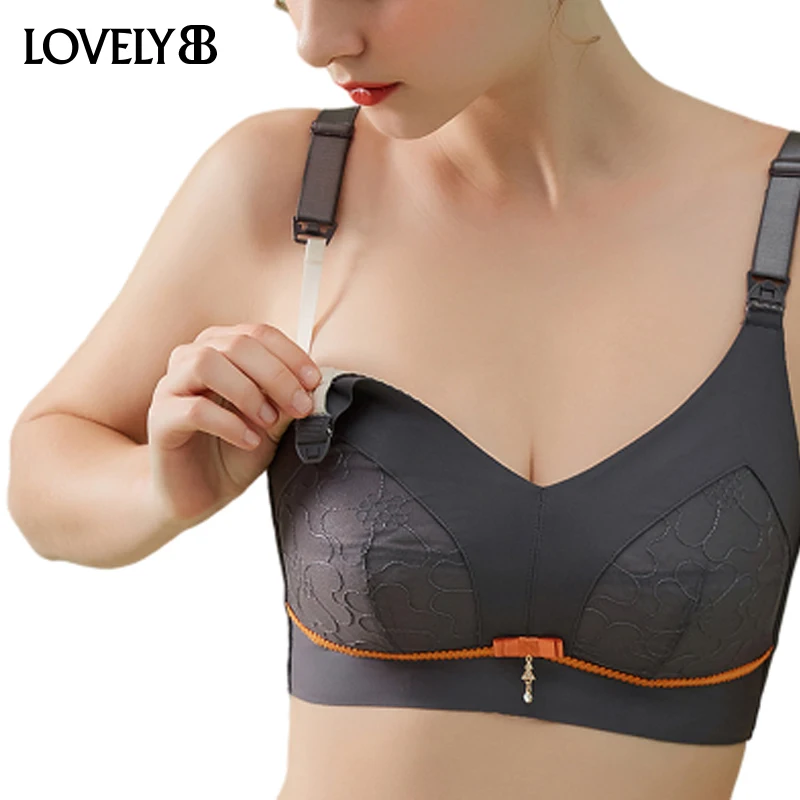 

Nursing Bras Maternity Breastfeeding Bras Breathable Thin No Rim Underwear Women Gathered Lace Top Buckle Thin Sexy Lingeries