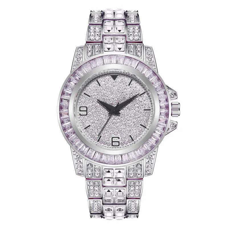 Кварцевые наручные часы в стиле хип-хоп полностью Украшенные стразами