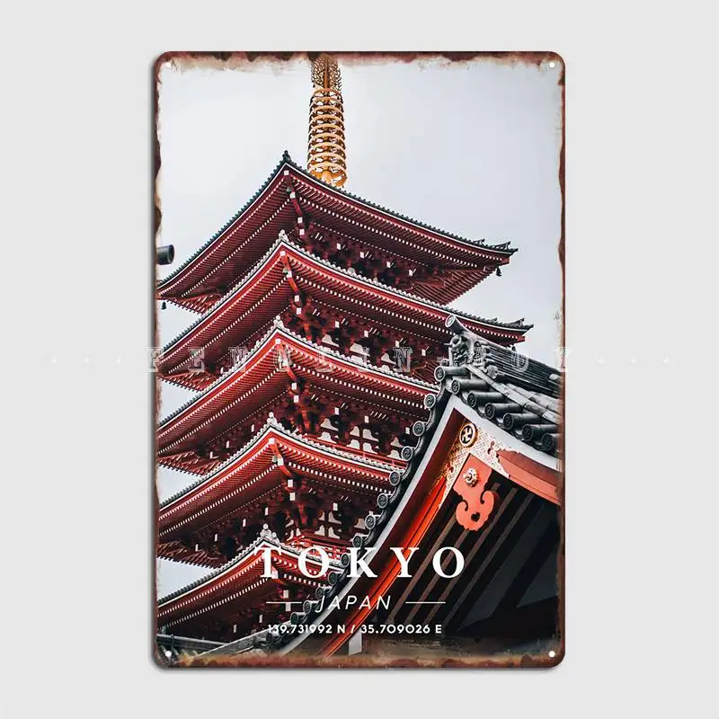

Токийский художественный плакат с координатами, металлический плакат, кинотеатр, кухня, Настенная роспись на заказ, оловянный плакат