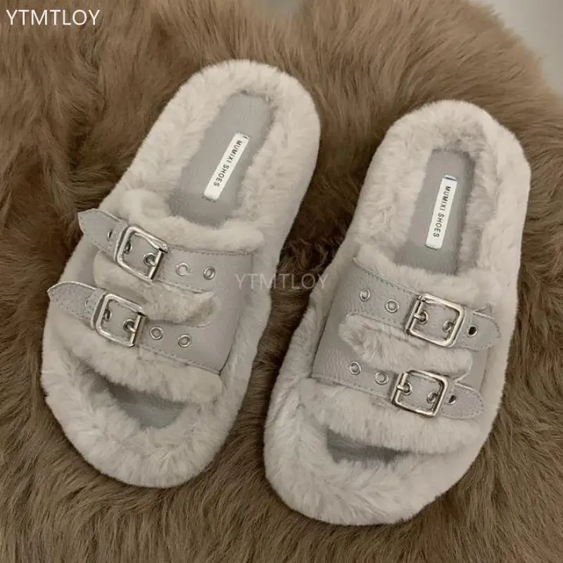 

Autumn Female Fashion Outside Fur Wear Flat Bottomed Home 2023 Ytmtloy Indoor House Slippers Zapatillas Mujer Casa Flat With