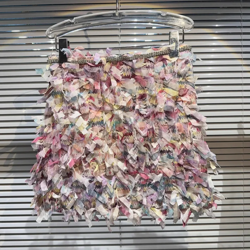 Женский комплект с блестящими ромбовидными юбками DEAT стильный облегающий жилет