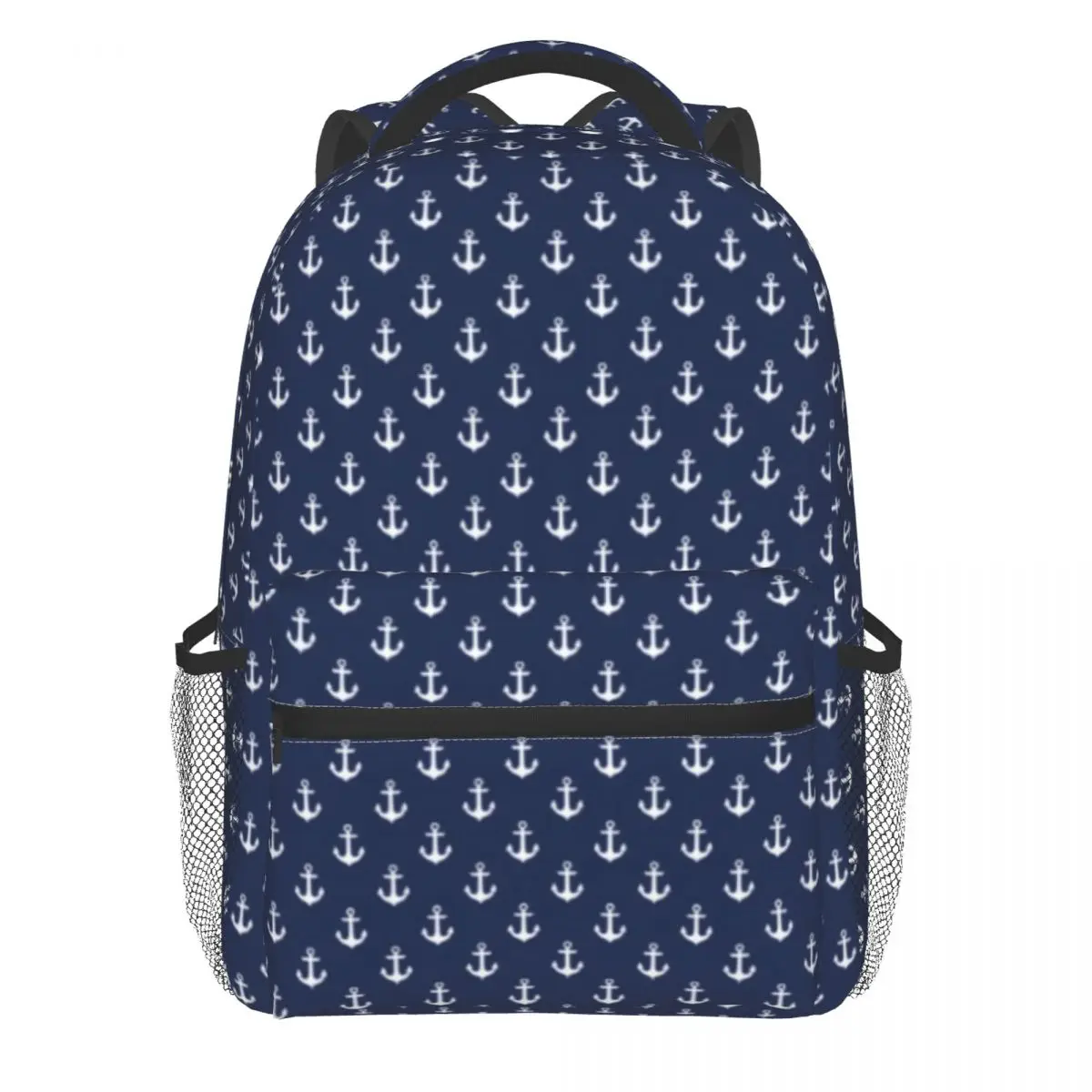 

Nautical Print Backpack Navy Blue Anchors Workout Backpacks Unisex Novelty High School Bags High Quality Print Rucksack