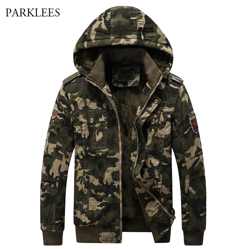 2022 New Brand Winter Men Cotton Camouflage Jacket Men's Fleece Parka Coat Male Hooded Warm Parkas Tactical Military Overcoat