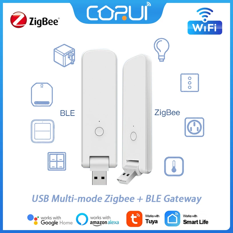 

Умный USB-шлюз CoRui Tuya, беспроводной хаб с управлением через Bluetooth + ZigBee, для умного дома, работает с Alexa Google Home