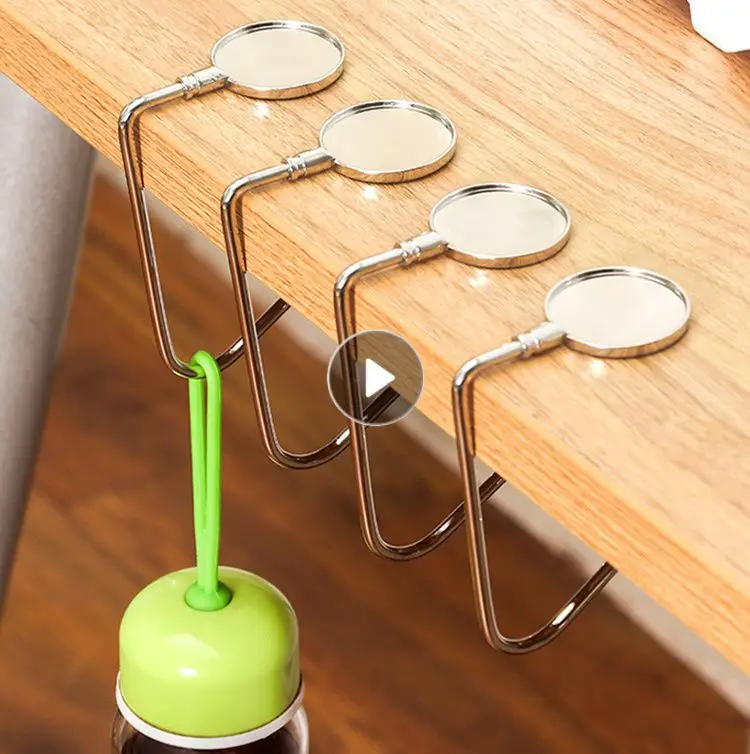 

3pcs Hooks Foldable Bag Purse Hook Handbag Hanger Purse Hook Metal Multi-Purose Hook Organizer Shell Bag Folding Table Side Hook