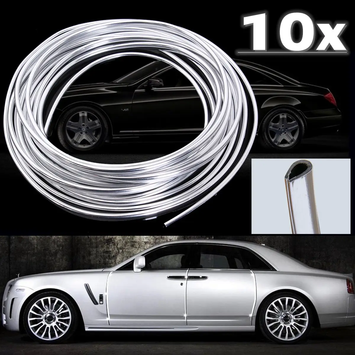 

Хромированная накладная полоса для двери автомобиля, 6 м