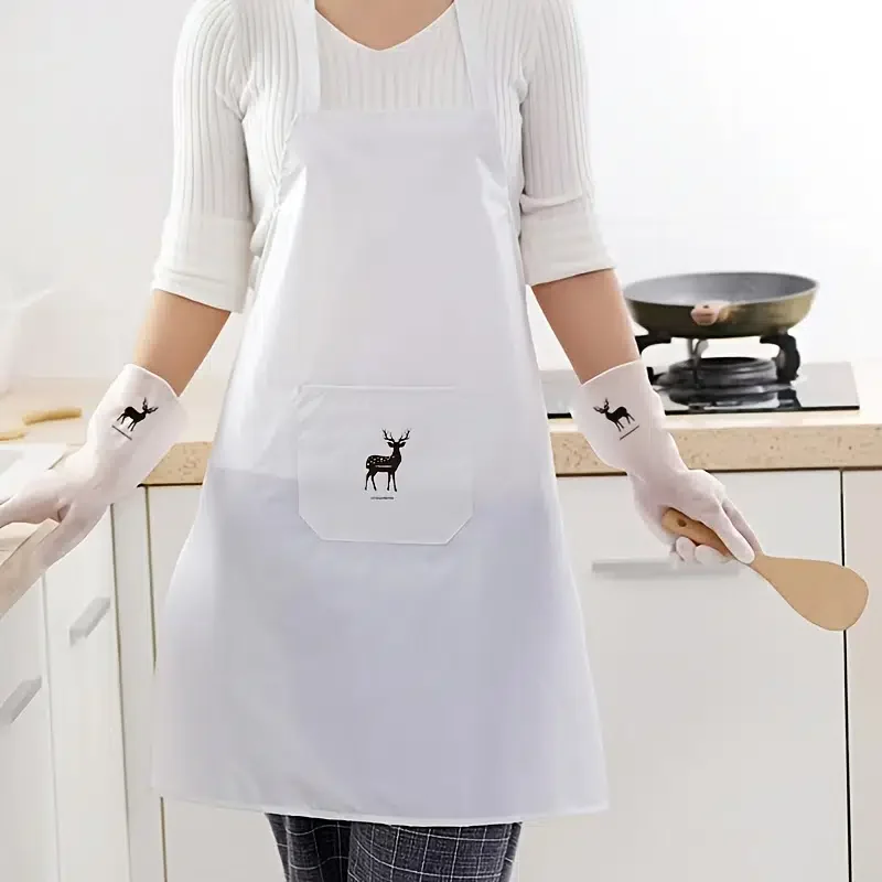 

1pc Oil-proof And Waterproof Apron, Simple Kitchen Cooking Apron With Pocket