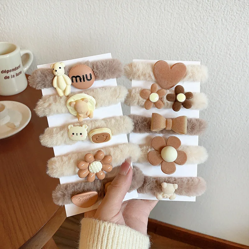 

5pcs Hair Accessories for Women Furry Elastiekjes Cheveux Femme Ligas Para Cabello Bands Bear Elastico Cabelo Rubber Elastique