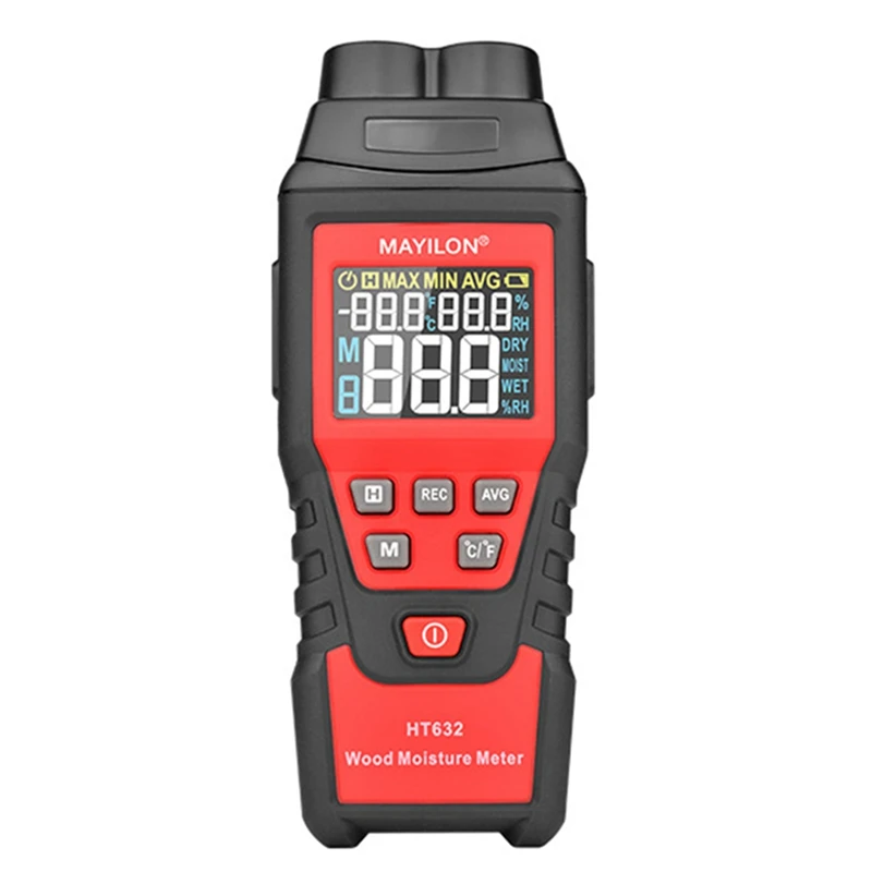 

MAYILON HT632 Wood Moisture Meter Wall Water Tester Digital Humidity Meter Two Pins Hygrometer Concrete Detector