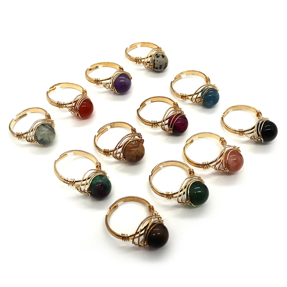 

1pcs Fashion Rings Natural Amethyst Red Agate Flower Buds Open Winding Wire Rings Women Romantic Love Charm Jewelry Gifts 12mm