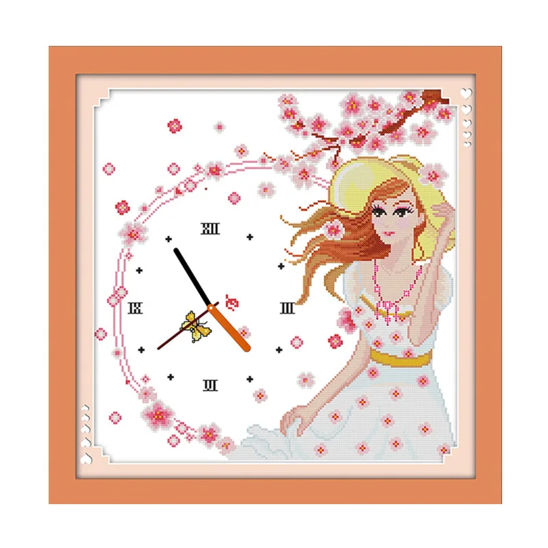 

Освежающий Набор для вышивки крестиком в летний день 14 карат 11 карат Печать на холсте настенные часы вышивка своими руками рукоделие