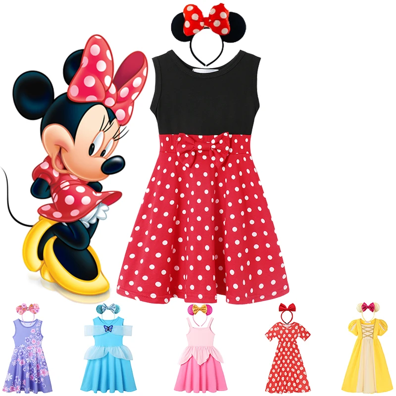 Детское Платье Принцессы Диснея Минни Микки летняя юбка Изабелла Белль для