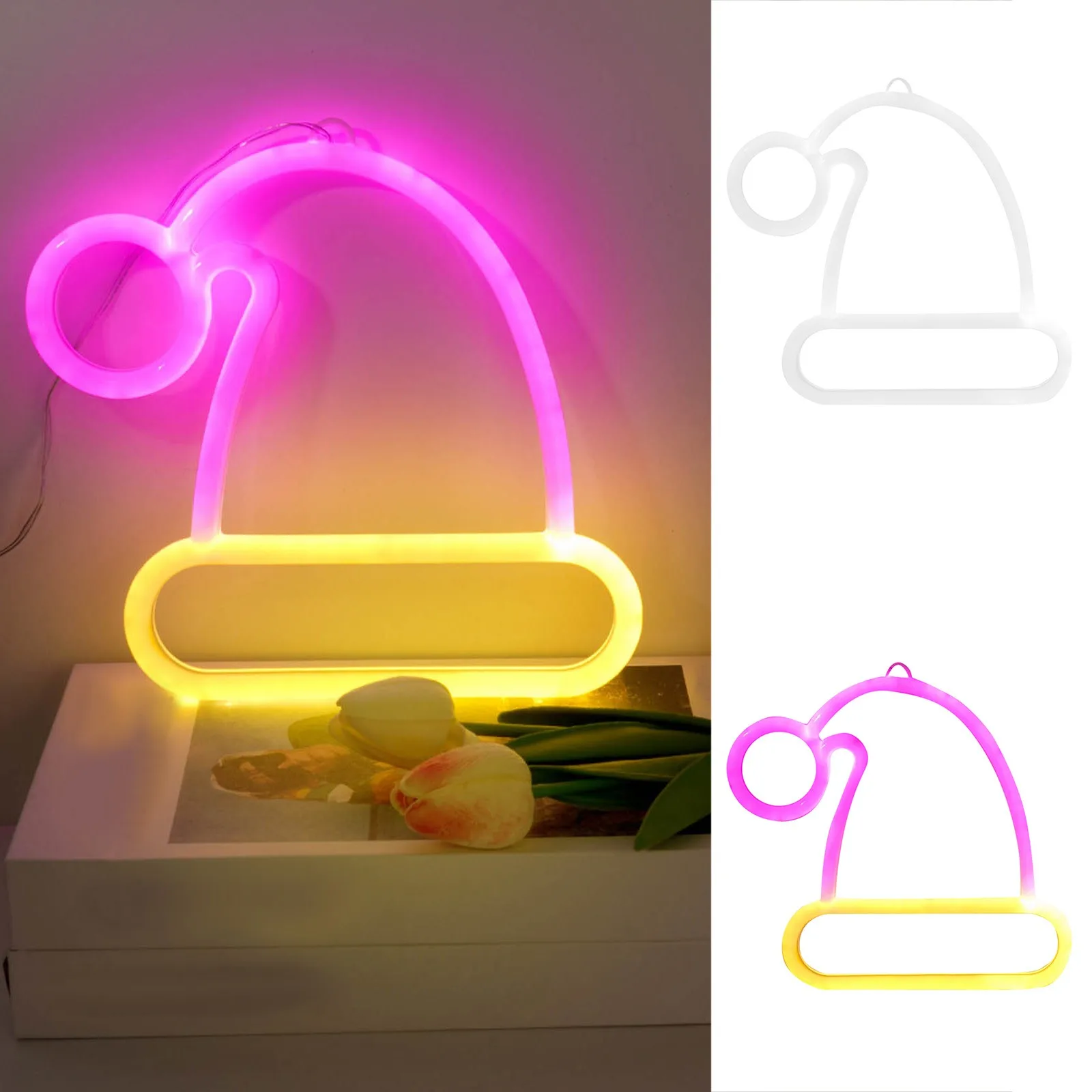 

Halloween Christmas Lights String Double Neon Modeling Room Bedroom Decoration Lights Decorated Nightlight Christmas Hat (usb