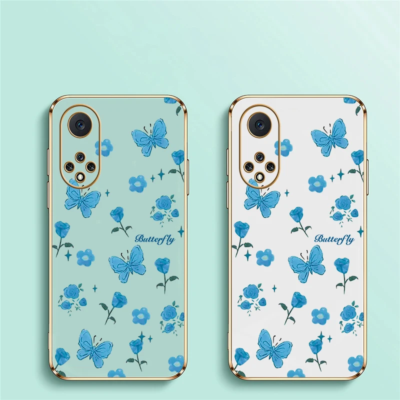 Противоударный чехол из ТПУ для телефона Huawei Nova 7 6 SE 3i 4e 5T 5i Y70 Plus 9 7i 8i, силиконовый чехол с цветочным принтом и бабочками (art.: 3920dbdeb81ce) - 3920dbdeb81ce
