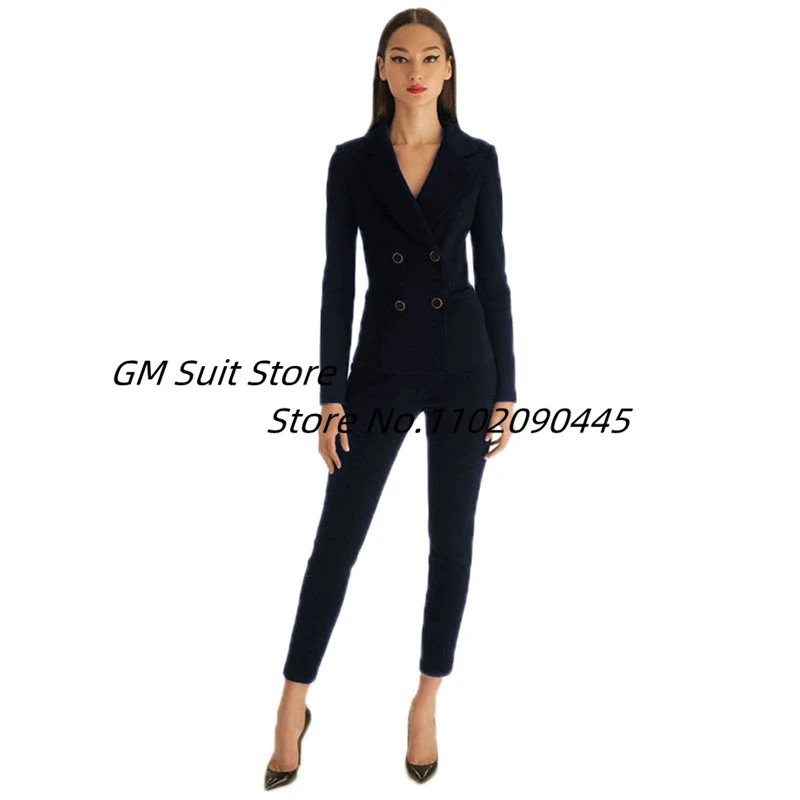 2 Peice Suit Women's Fashion Double Breasted Blazer Slim Fit Evening Party Prom Tuxedo Pants & Jacket Set