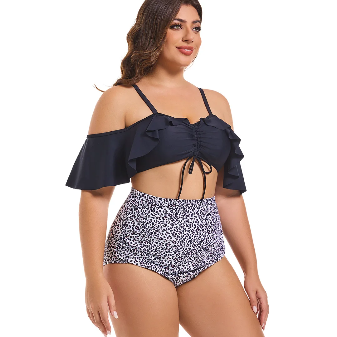 Пляжный отдых комплект бикини больших размеров для женщин купальники с рюшами