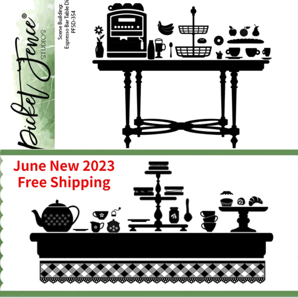 Новинка 2024 металлическая сцена здание эспрессо-бар трафареты для DIY скрапбукинг