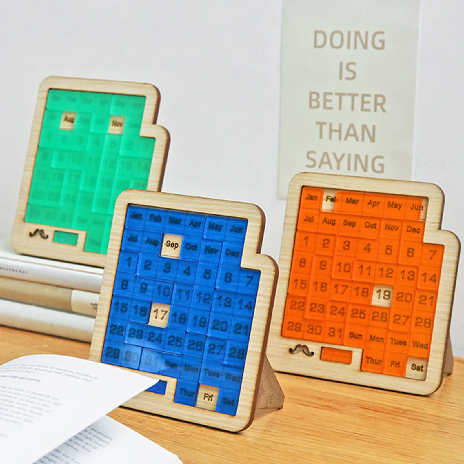 

Wooden Calendar Puzzle Toy Difficult Calendar Crossword Puzzles Montessori for Kids Daily Calendar Puzzle for Home Table Rooms