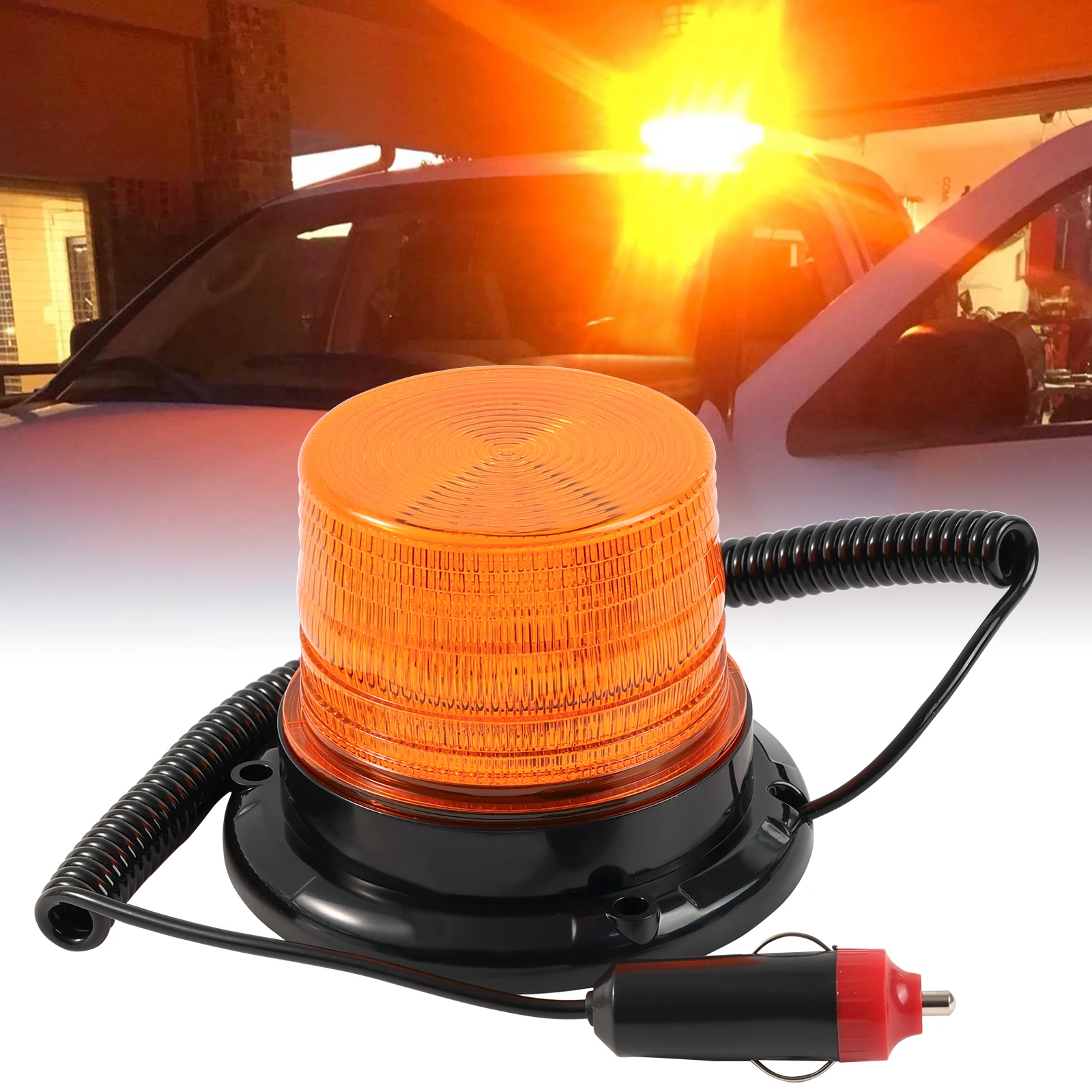 

LED Lights Beacon Amber Strobe Roof Top Signal Magnetic Emergency Warning Rooftop Flash Truck Bus Forklift Tractor UTV