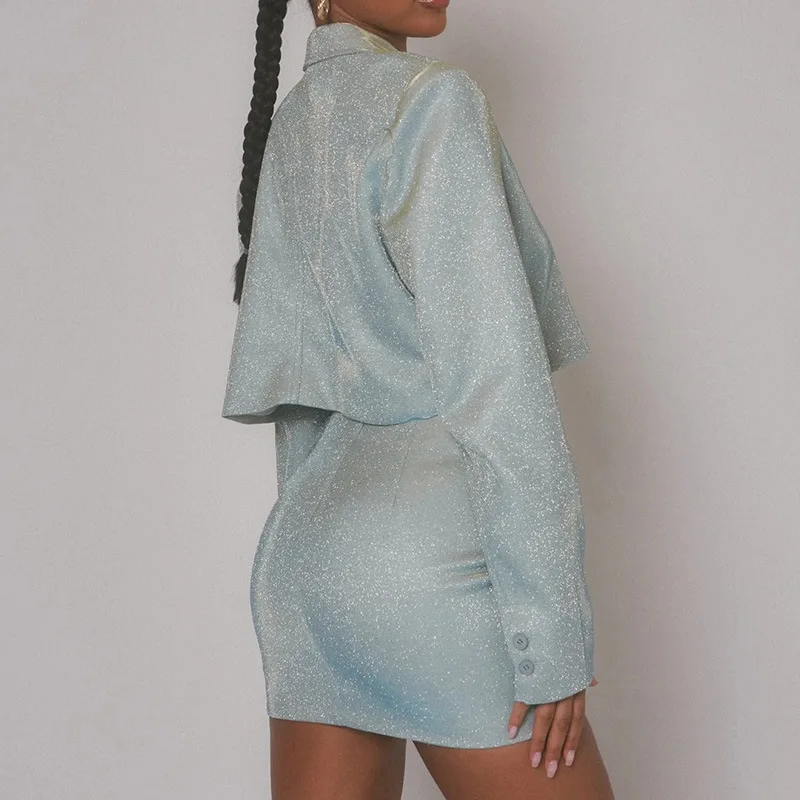 2023 Fashion Polo Long Sleeve High Waist Short Dress Set Sexy Spicy Girl Small Suit Set Autumn Winter New 2-piece Casual Suit