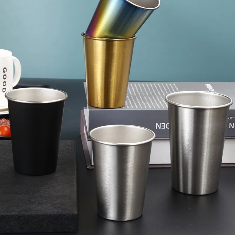 

4PCS/lot 11/16oz Outdoor Camping Tableware Travel Cups Set Stainless Steel Drinking Glasses Beer Cup Cold Drink Cup